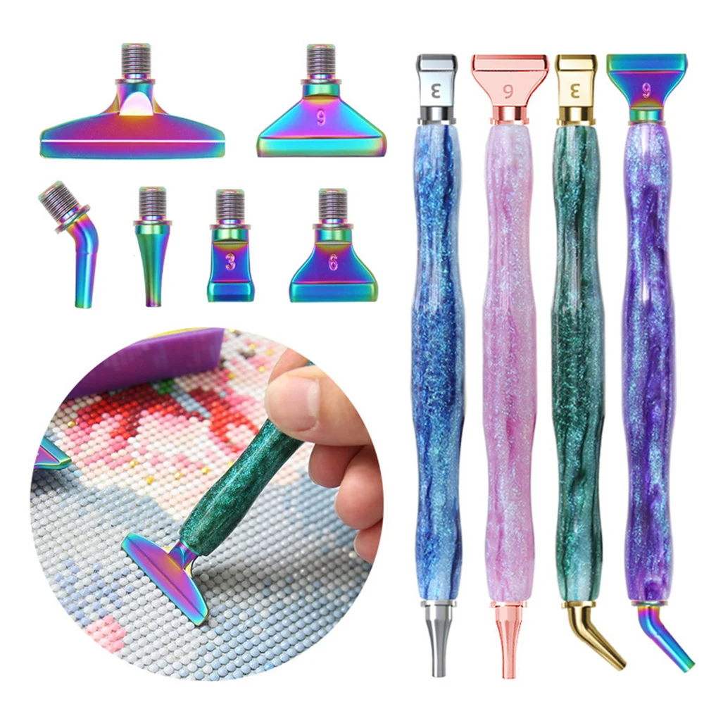 

5D Diamond Painting Resin Point Drill Pen With Threaded Metal Pen Head Multi Placer Pen Tip DIY Diamond Embroidery Tool Set