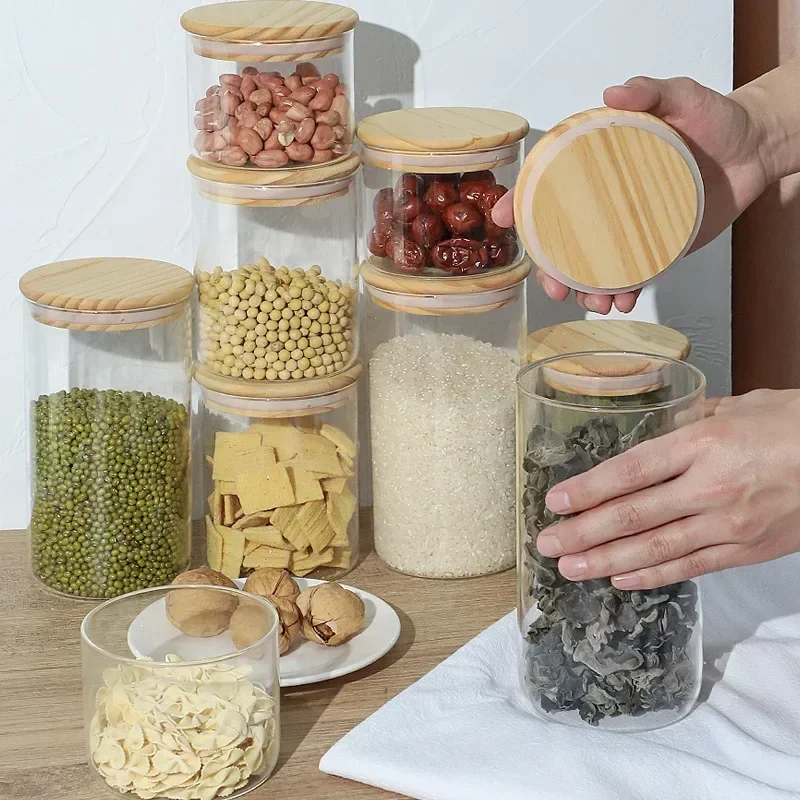 Storage Jars Kitchen Grain Storage Box Jar Food Grade Bottle Container with Lid Tea Storage Jar 5PCS-6PCS SET 450ml 800ml 1200ml