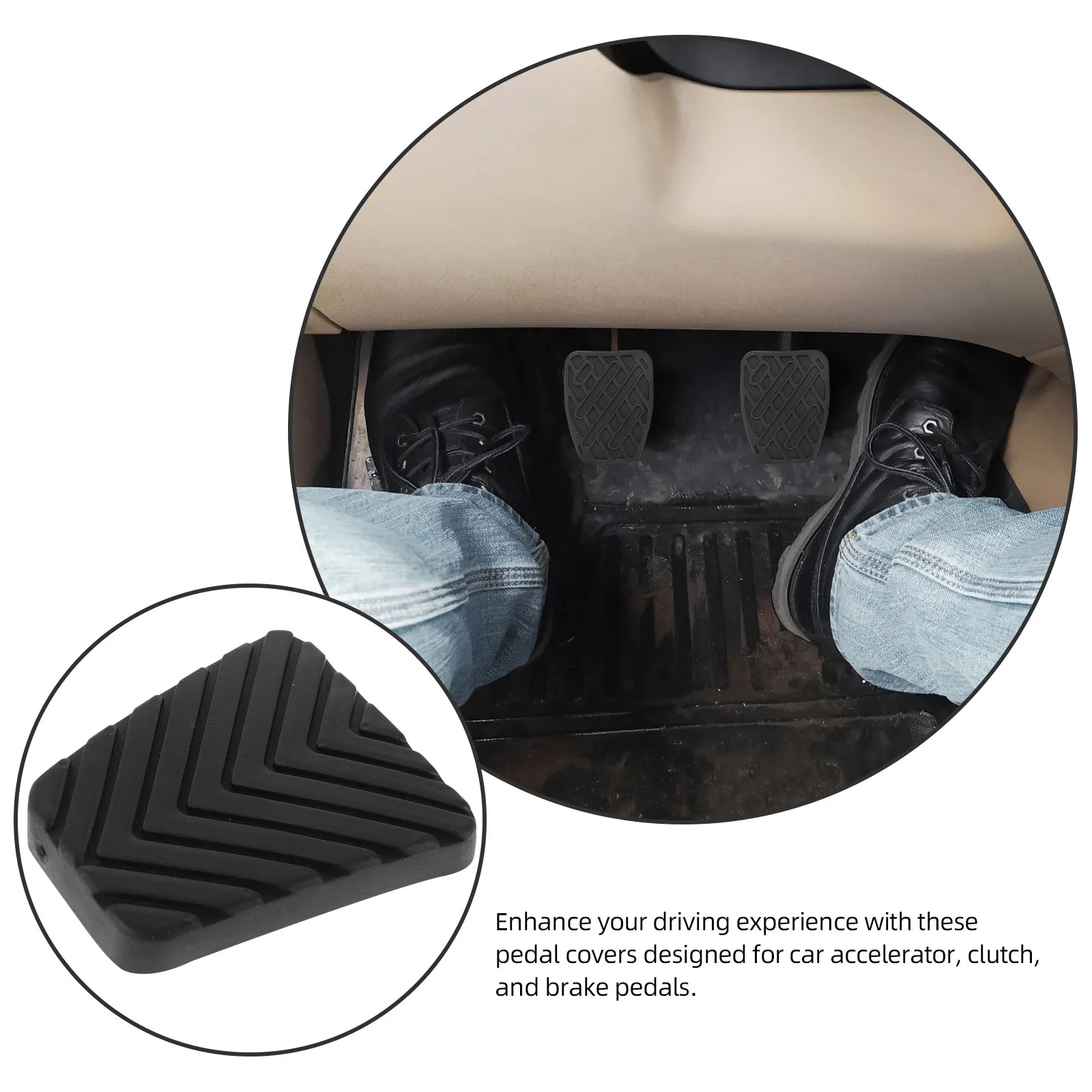 5Pcs Universal Car Pedal Covers Rubber Accelerator Clutch Brake Pad Set Non-Slip Shock Absorbing Stylish Interior Upgrade