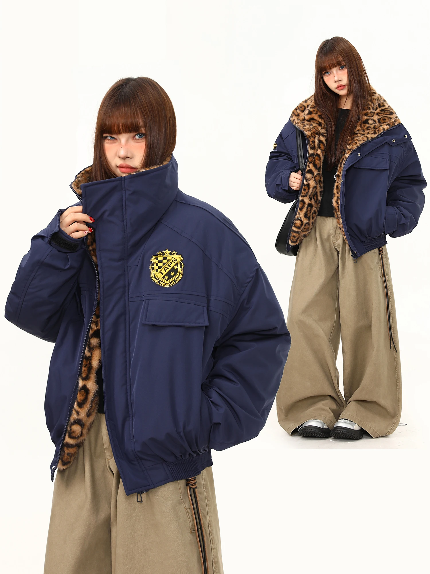 

Куртка Wildern AZI Heavyweight с капюшоном на молнии, на флисовой подкладке, с леопардовым принтом, в винтажном американском стиле, зимняя, модная