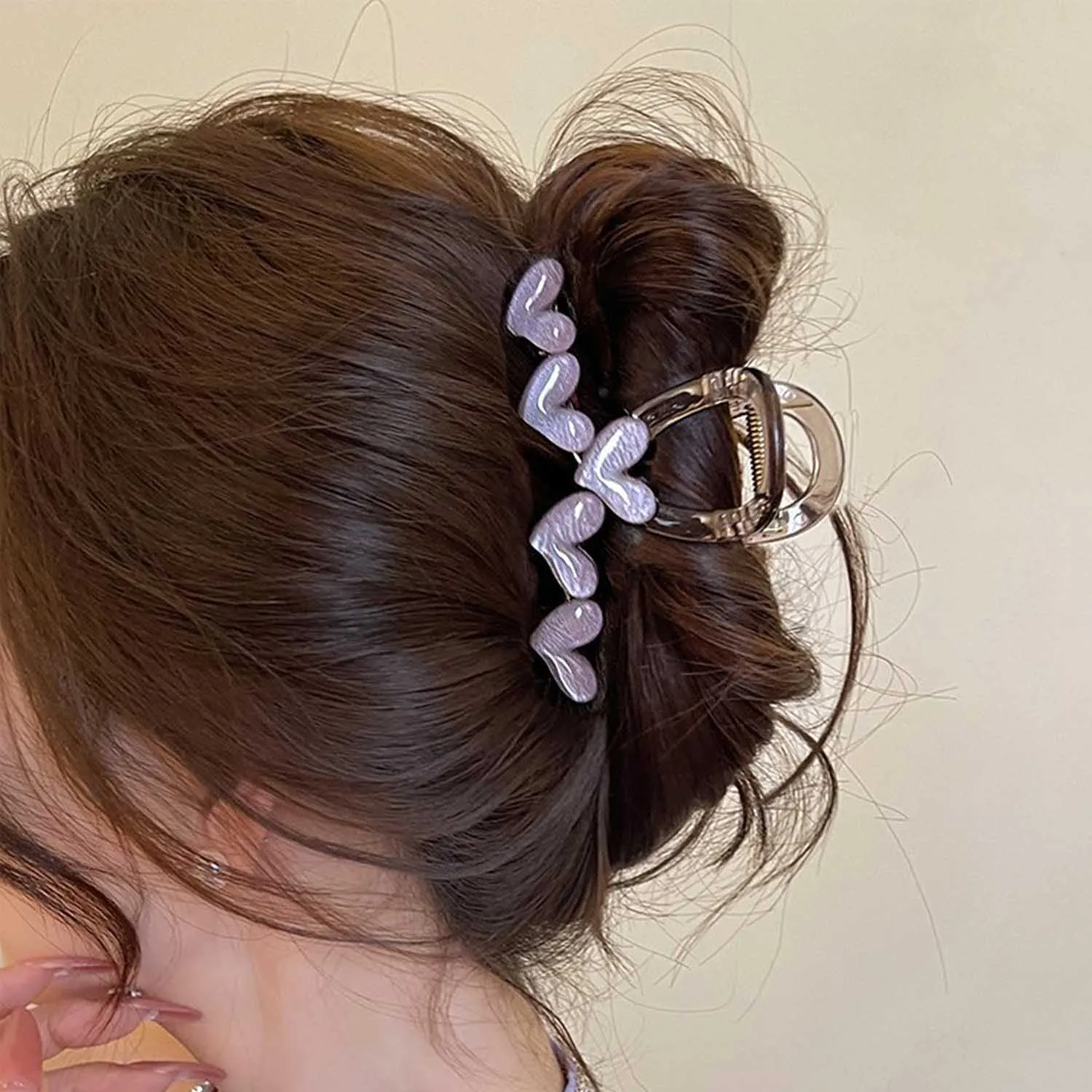 Kleurrijke Liefde Hart Acryl Haarklauw Mode Zoete Haarspeldjes Haarspeld Voor Vrouwen Meisjes Antislip Cross Haar Clip Haaraccessoires?