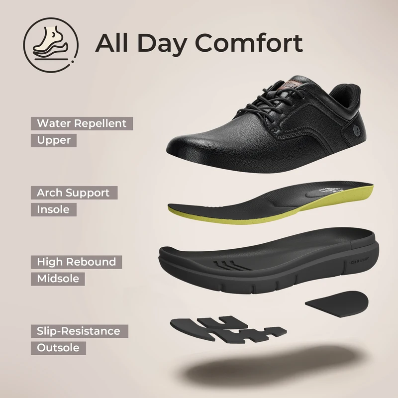ItVille Men's Wide Width Leather Slip-On Casual Walking Shoes, Lightweight Orthopedic Footwear with Arch Support, Effective Pain Relief for Wide Feet and Swollen Feet view 5
