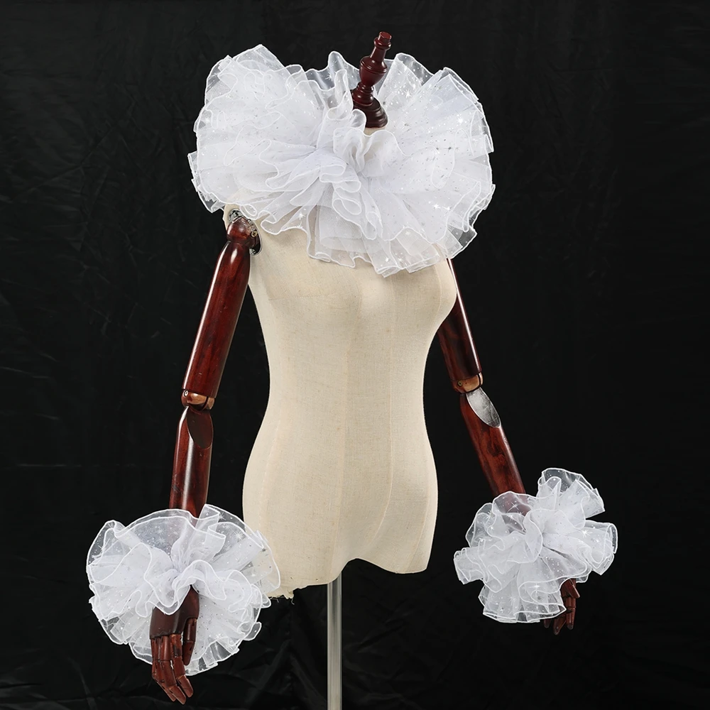 مجموعة المهرج الياقة التأثيرية الأبيض تكدرت الرقبة راف