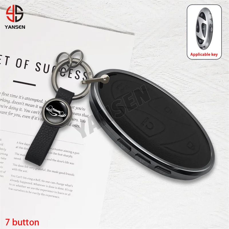 Luxury Aluminum Leather Key Case Cover For Hyundai GRANDEUR GN7 IONIQ6 KONA S2X SONATA DN8 AVANTE CN7 SANTA FE MX5 TUCSON NX4