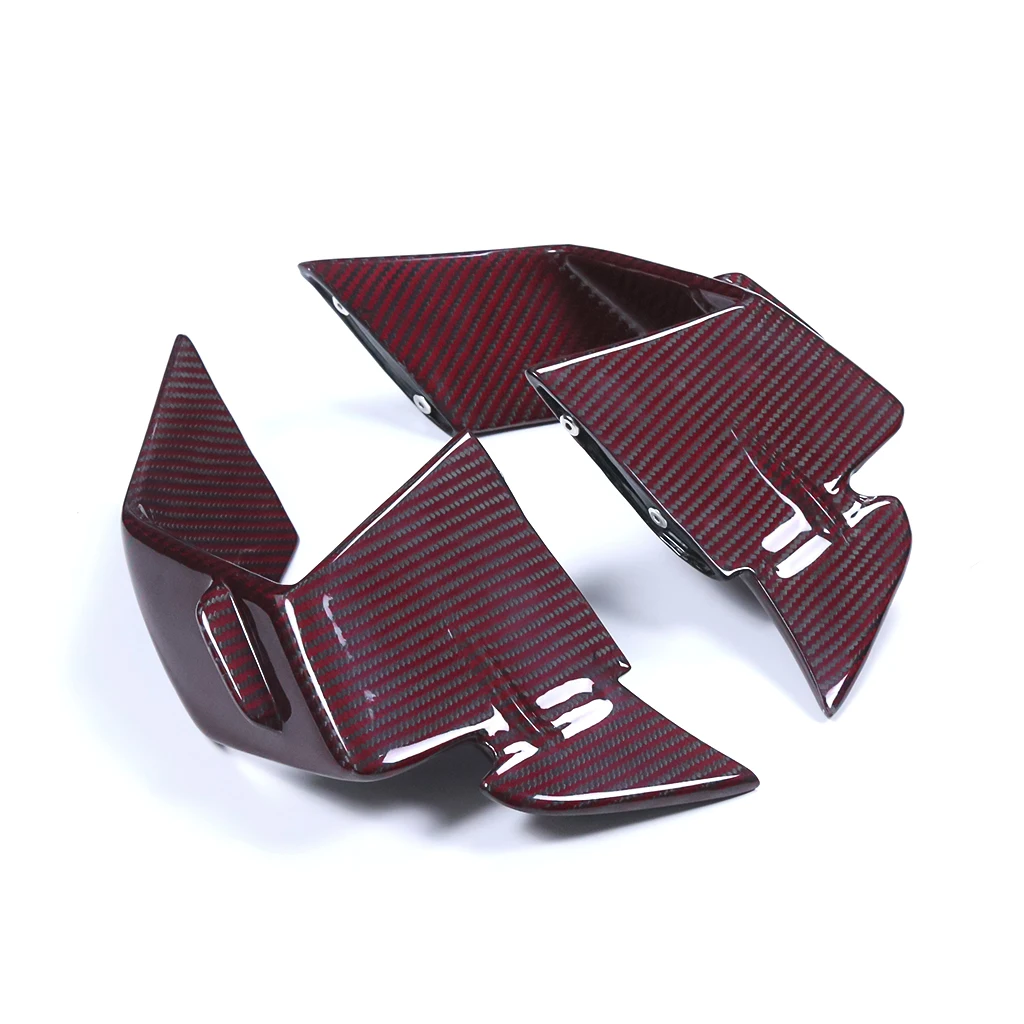AKOSO 100% 3K Red Carbon Fiber Side Panels Fixed Wings Fairing Motorcycle Winglets for S1000RR 2023 2024