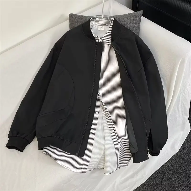 

Мужская куртка Spring Flight Cleanfit: Американский стиль, премиум-качество, свободный крой, воротник-бомбер, повседневная, с длинными рукавами