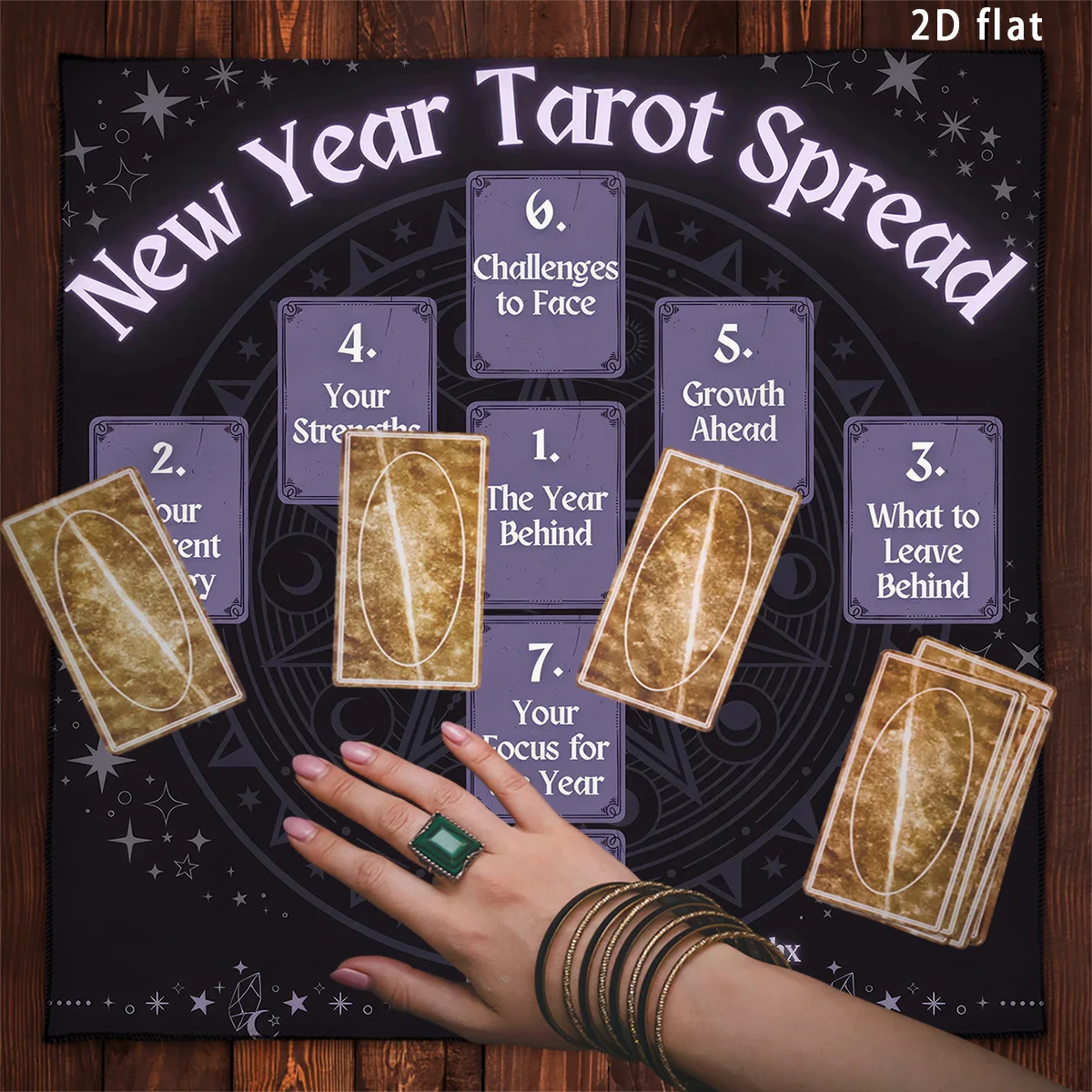 New Year Tarot Spread Divination Cloth Moon Phase Tarots Tablecloth Altar Cloth Ritual Cloth Tarot Reading Tarot Mat Room Decor