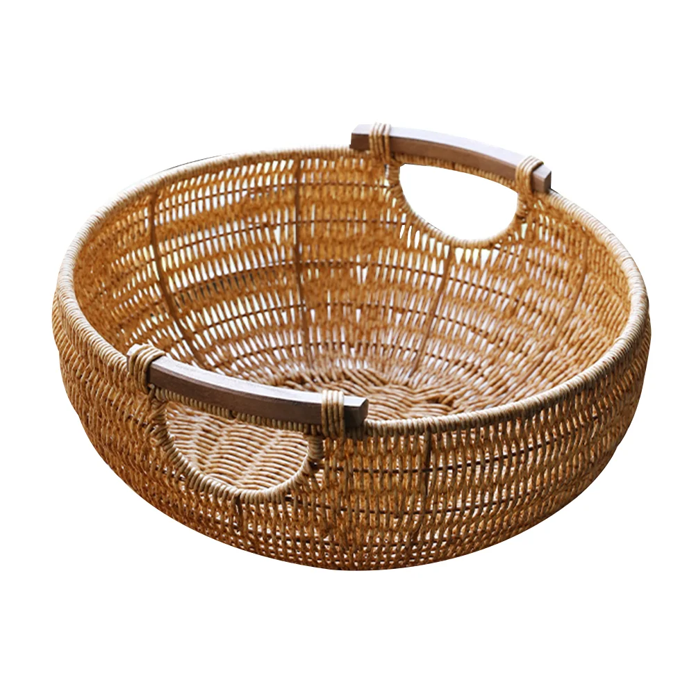 

Bread Basket Plastic Fruit Tray Rattan Baskets Storage Wicker Serving Container Shopping