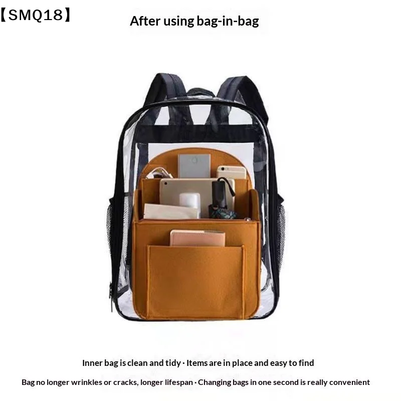 Felt Backpack Organizer Insert Multi Compartment Bag In Bag Liner Large Capacity Lightweight Divider Travel School Storage【SMQ】