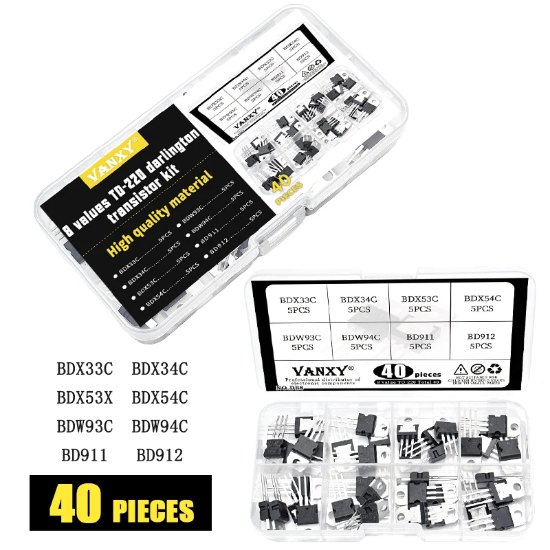 8 values kit TO-220 darlington transistor triode BDX33C BDX34C BDX53C BDX54C BDW93C BDW94C BD911 BD912  BDX33 BDX34 BDX53 BDX54