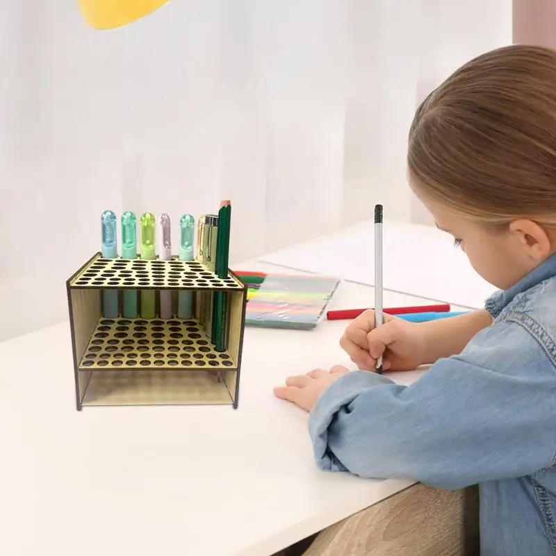 

Paint Brush Holder For Artist 67 Hole Wooden Artist Brush Holder Square Display Stand Art Supply Storage Organizer For Pens