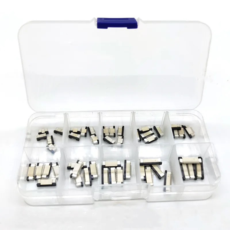 50pcs/boxed FFC FPC connector 0.5mm Pitch Drawer Type Bottom Contact Flat Cable Socket 4/6/8/10/12/14/16/18/20/22 Pin Kits