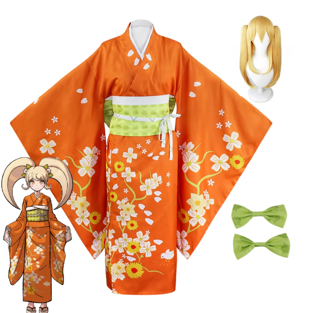 

Anime Danganronpa 2 Hiyoko Saionji Cosplay Costume Kimono Wig Set