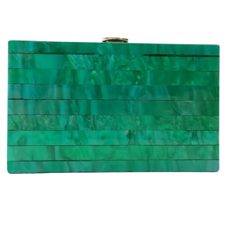 Pearl Green Marble Acrylic PVC Plastic Luxury Party Handbag Women Casual Box Clutch Purse Wallet Flap Brand Wedding Party Evenin