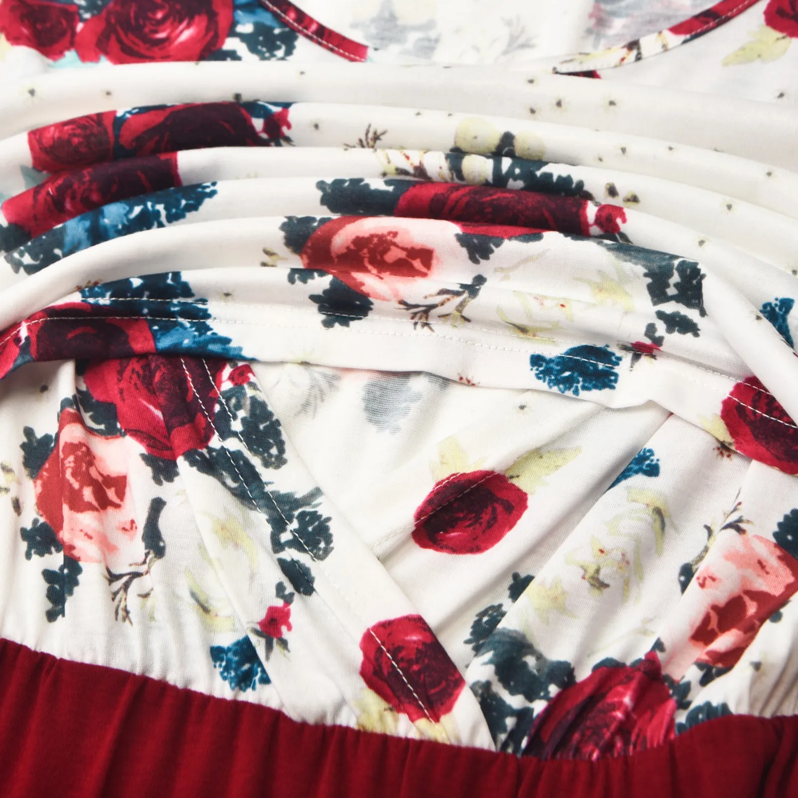 بلوزة الأمومة للنساء الأمومة الأم عادية كم طويل طاقم الرقبة الأزهار فستان حمل كم طويل قبالة الكتف #4