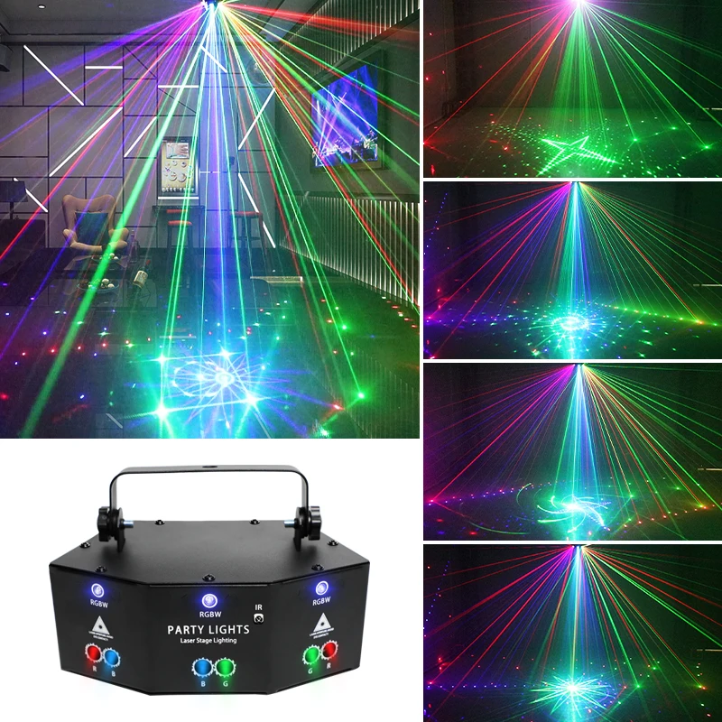 New 9 Eyes Disco Jumping Di Lamp RGB Voice Controlled DJ Remote Control Apply To Indoor Dance Festive Carnival Christmas Present