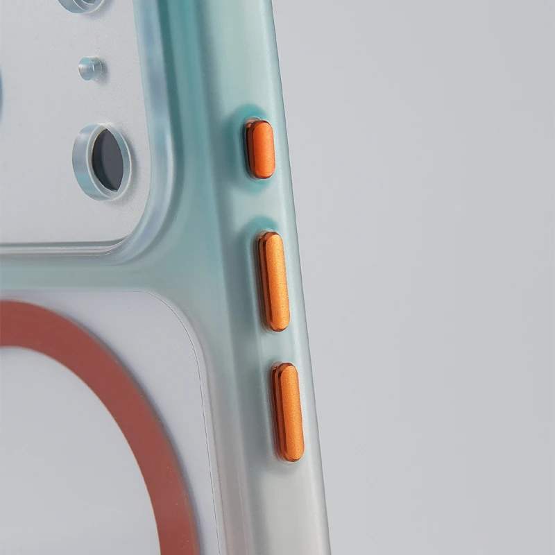 Farbverlauf MagSafe Transparente Handyhülle für iPhone 17 18 Pro Max 16 15 14 13 Magnetische Kabellose Ladefunktion Harte PC-Schutzhülle – Detail 5