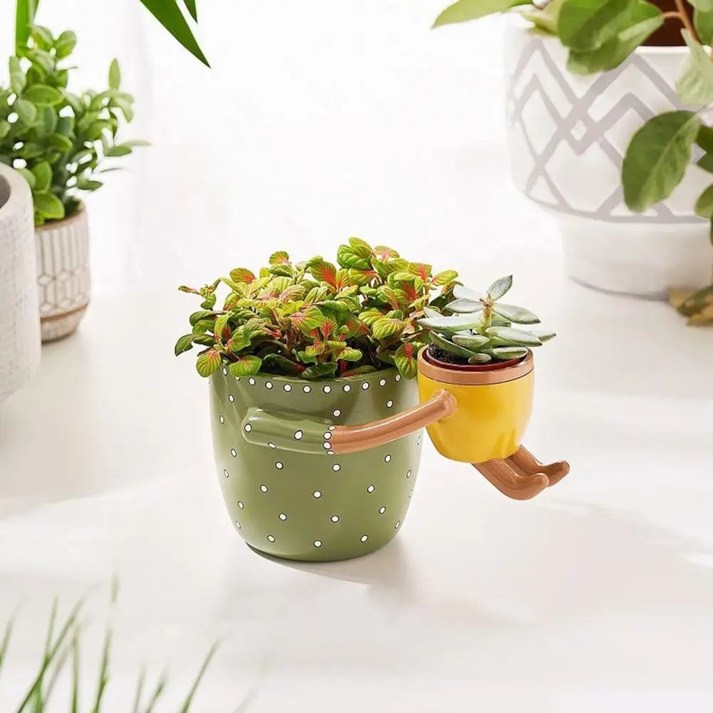 Unique Flower Pot Indoor Outdoor Planters Mother Child Resin Planter Decorative Indoor Outdoor Plant Pot for Succulents Cacti