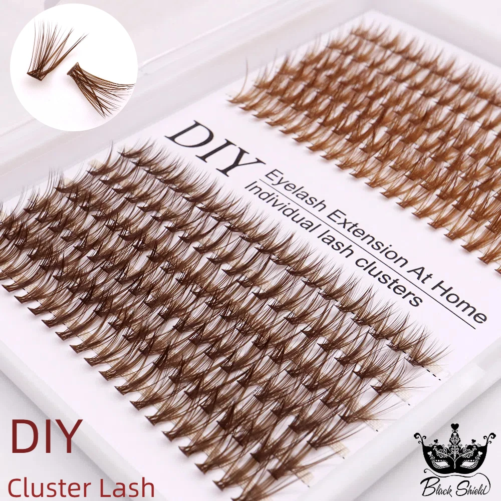 

30D Mix Brown Lash Cluster Kit Mixed Length Fluffy Individual Lash Extension Kit DIY 240Pcs Eyelash Extension Kit Natural Brown