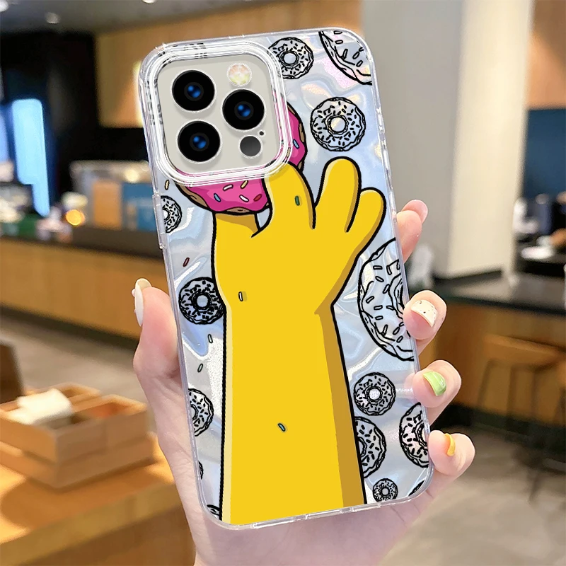 Simpsons Camlet Laser Phone Case for iPhone 16 15 14 13 12 11 Pro Max XR XS X 8 7 6S 6 Plus SE 2020 2022 Hard Shockproof Cover