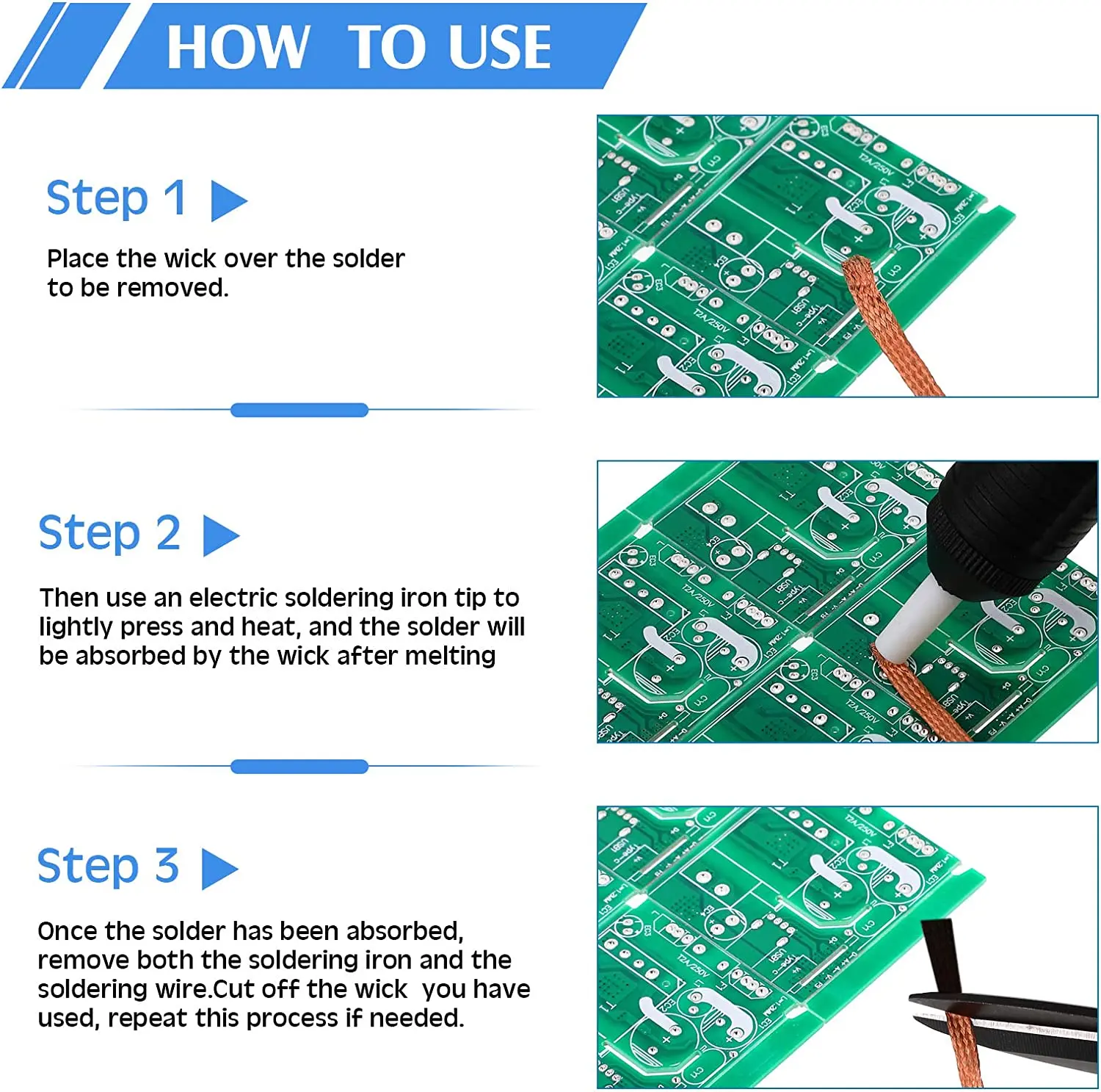 Desoldering Braid Tape Copper Solder Wire Soldering Wick Tin Solder Removal Braid Welding Wire Repair Tools 1.5/2.0/2.5/3/3.5mm