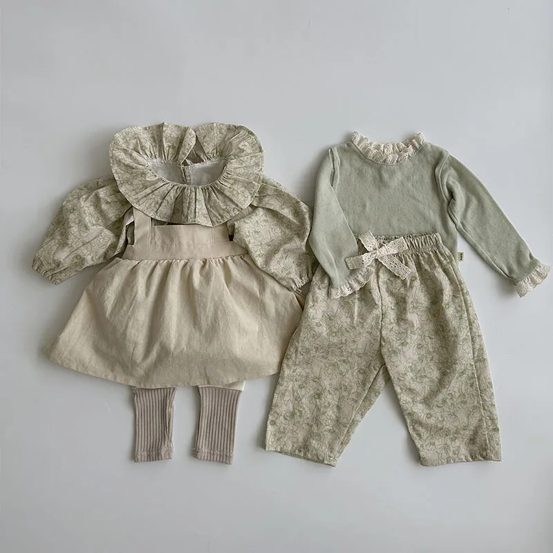 Spring& Summer Girl Lace Decoration Bow Pants Baby Loose Flower Casual Trousers Toddler Stright Versatile Thin Pants For Girls