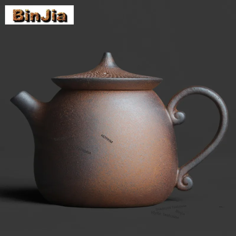 BAEJORIA 200ml Crude Pottery Cap Teapot Ancient Tea Infuser Pot Tea Maker Kettle With Ball Hole Tea Items Accessories Craft Gift