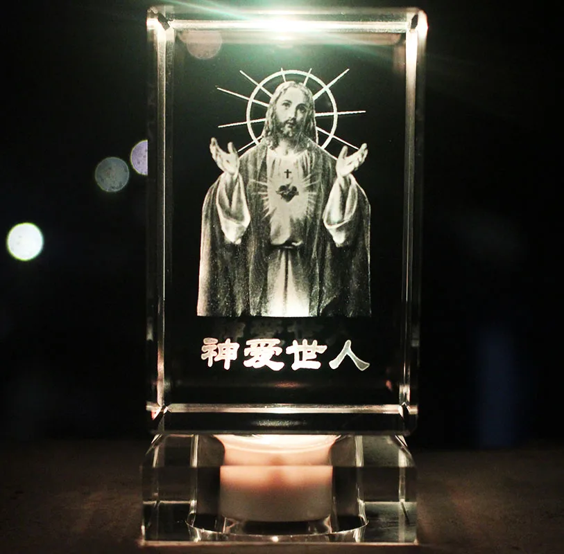 best gift Asia Christian Keepsake Jesus Christ On Cross  the crucifixion Christ on cross Religious Figurine 3D Crystal statue