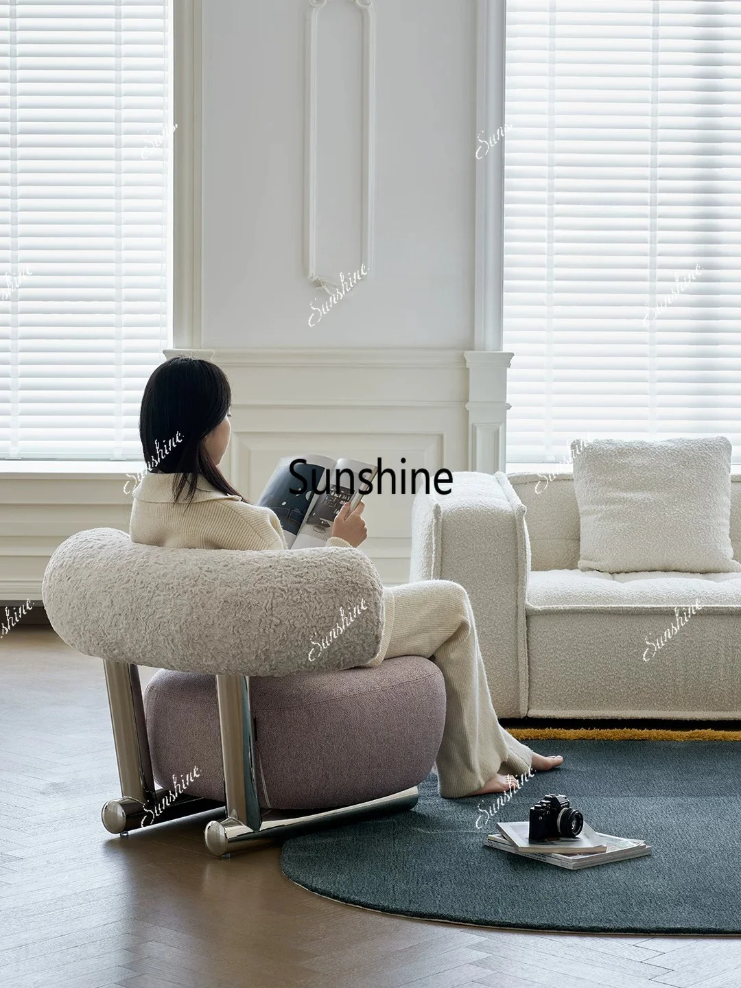 Nordic Modern Simple Lamb Fleece Single Sofa Chair