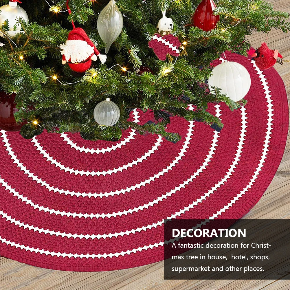 

1pcs Christmas Tree Knitted Multi Loops Floor Mat Decoration Home Hotel Party Xmas Apron Skirt Tree Skirt Ornaments Mat