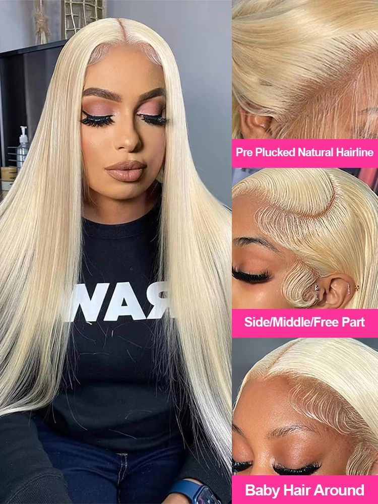 613 Lace Front Wig Straight Human Hair 13x6 Blonde Human Hair Wigs 200% Density Lace Front Wigs 32 Inch Human Hair Pre Plucked