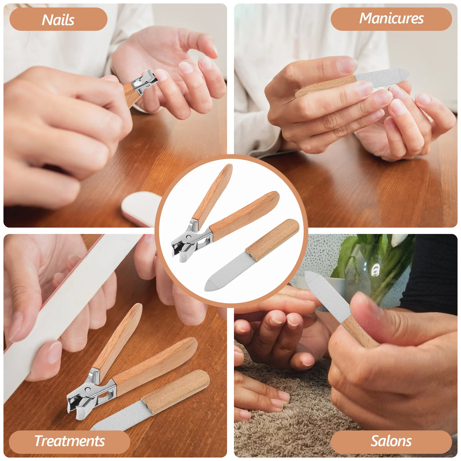 1 Juego de cortaúñas de acero inoxidable, Kit de manicura portátil, herramientas de pedicura de viaje, Kit de cuidado de uñas para mujeres y hombres