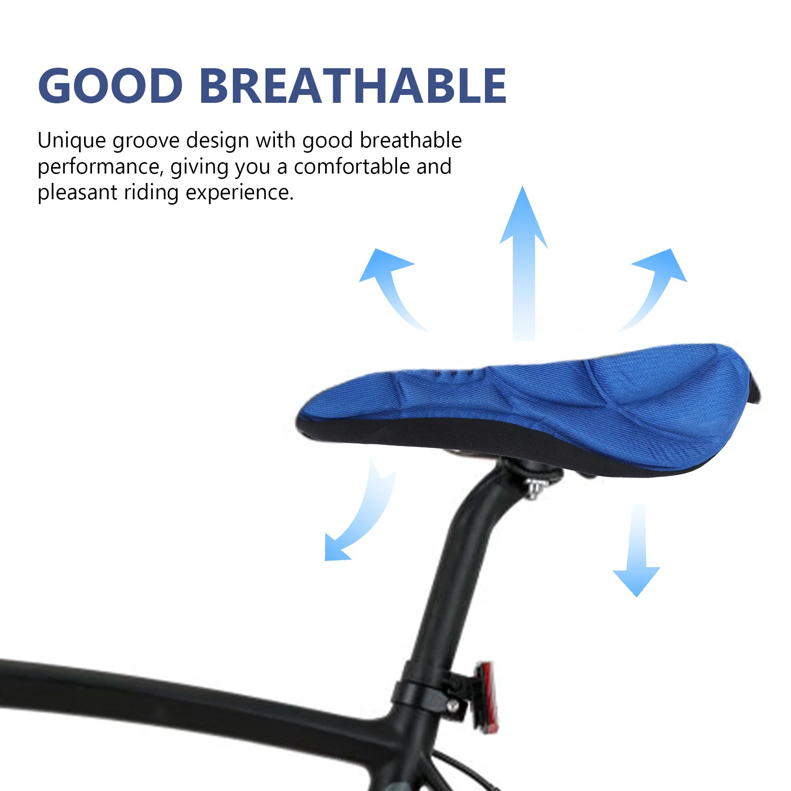 

Blue 3D Gel Bike Saddle Pad Seat Cover Soft Ergonomic Shock Absorbing Breathable Non Slip Drawstring for Mountain Road Folding
