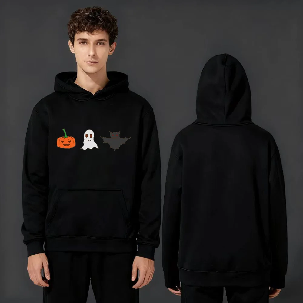 

Fashion 330gsm Heavyweight Hoodie with Pumpkin Ghost Bat Halloween Print Comfortable Casual Unisex Streetwear Sweatshirt