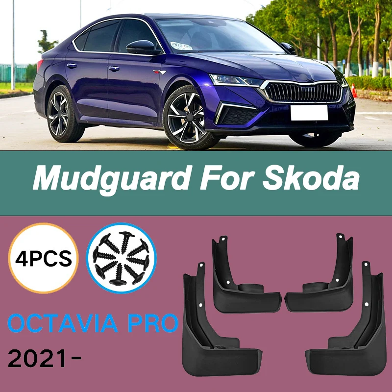 

For Skoda Octavia Pro 2021 Automotive Tire Mudguard Waterproof Prevent Mud Splashing Car Mud Flaps Fender Trim 4pcs Accessories