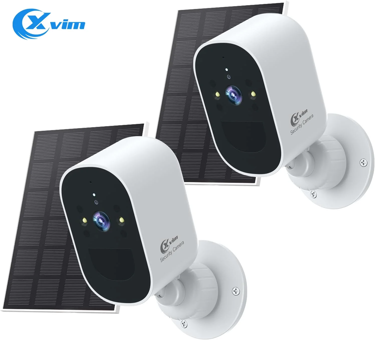 

XVIM 1080P 2 Pack Solar Security Camera Monitor Wireless Outdoor 2K HD Battery Solar Powered Camera Automatic Alarm Monitoring