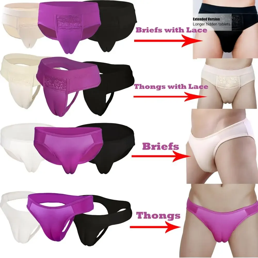 Tanga oculto para hombre, bragas moldeadoras, ropa interior para travestis, transgénero