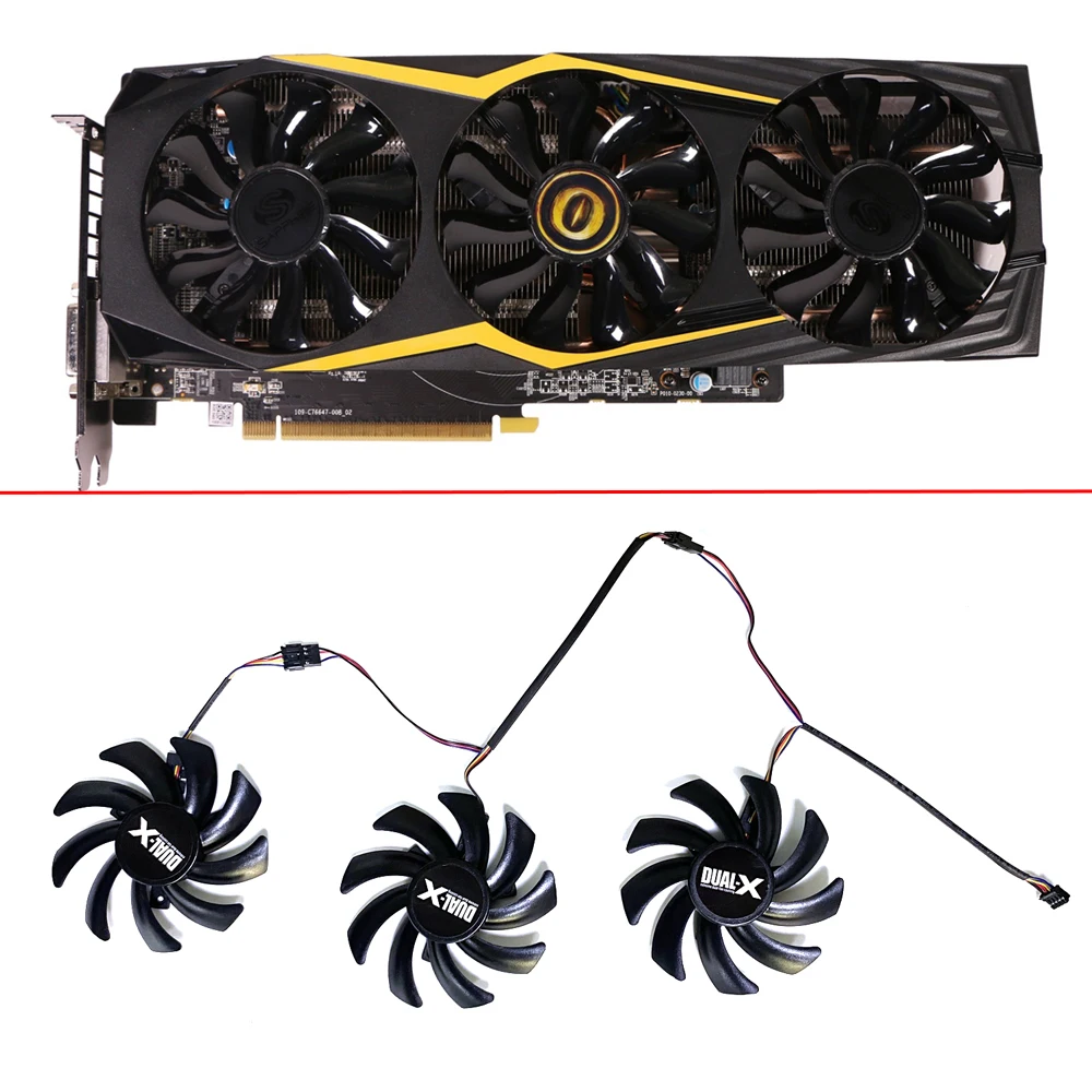 3PCS 85mm 4PIN FDC10H12S9-C 0.35A R9 390 380 GPU FAN For Sapphire R9-290X R9 390 8G NITRO R9 390X 8G D5 Tri-X Video card Fans