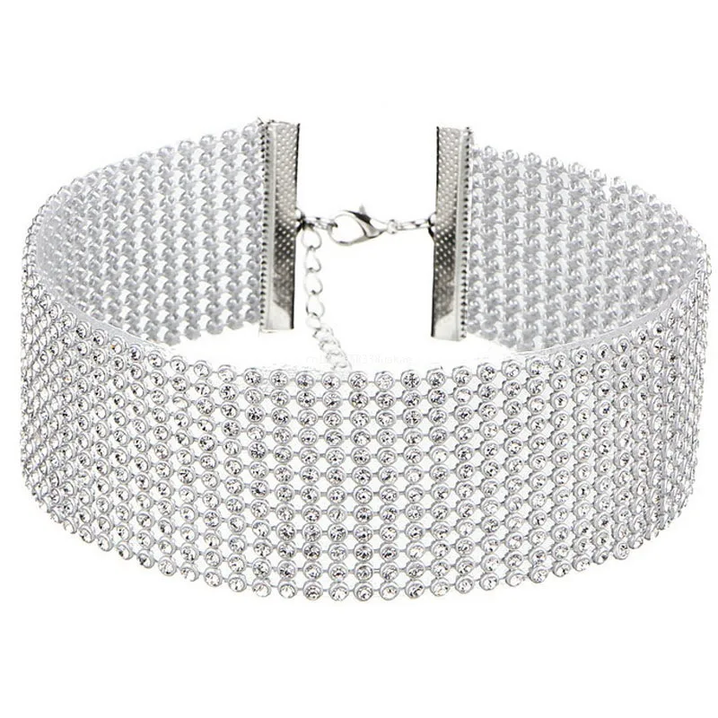 2024 Fashion European Style Women Bundle Neck Element Necklace Jewelry Punk Hip Hop Choker Inlay Rhinestone Collar Gifts 목걸이