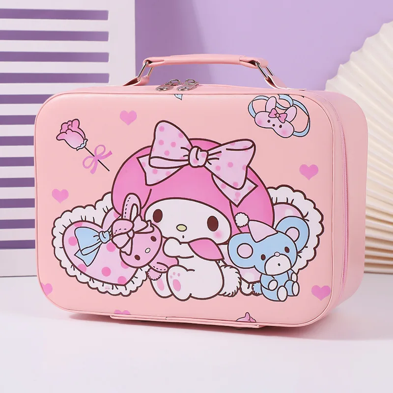 Cartoon Anime Cinnamoroll Kuromi My Melody Hello Kitty Portable Large Capacity Cosmetic Bag Girls Portable Cosmetic Storage Box