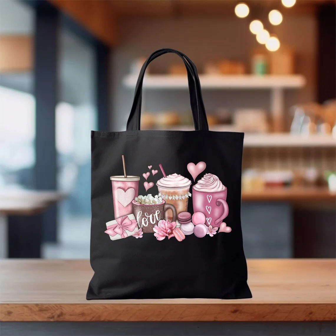 أزياء الحب القلب طباعة السيدات قماش حمل حقيبة كتف عادية ايكو سعة كبيرة المحمولة السفر حقيبة تسوق المحافظ حقائب اليد