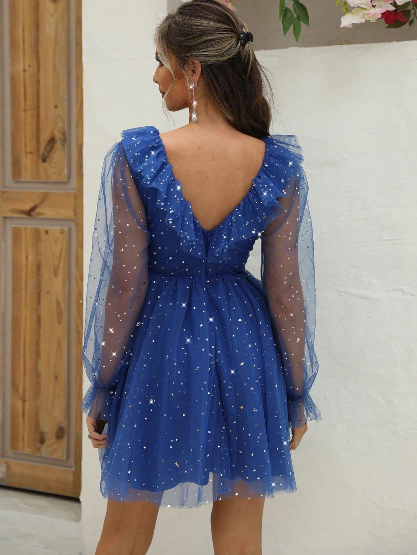 Sexy see through mesh sequin mini summer dress women elegant backless birthday party dress woman prom evening dresses vestidos