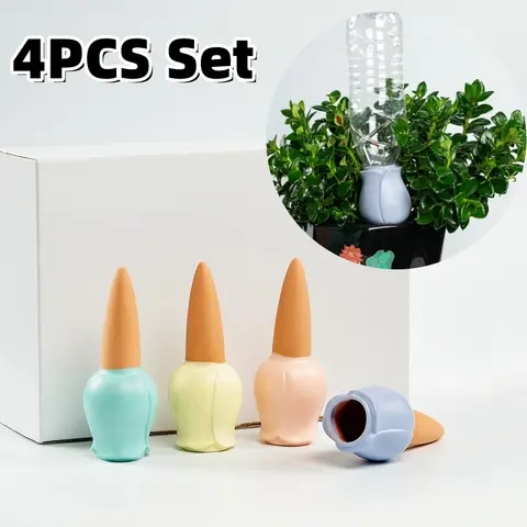 4PCS Set Automatic Plant Watering Stakes Tulip Self-Watering Spikes Ceramic Terracotta Vacation Drip Irrigation Watering Devices