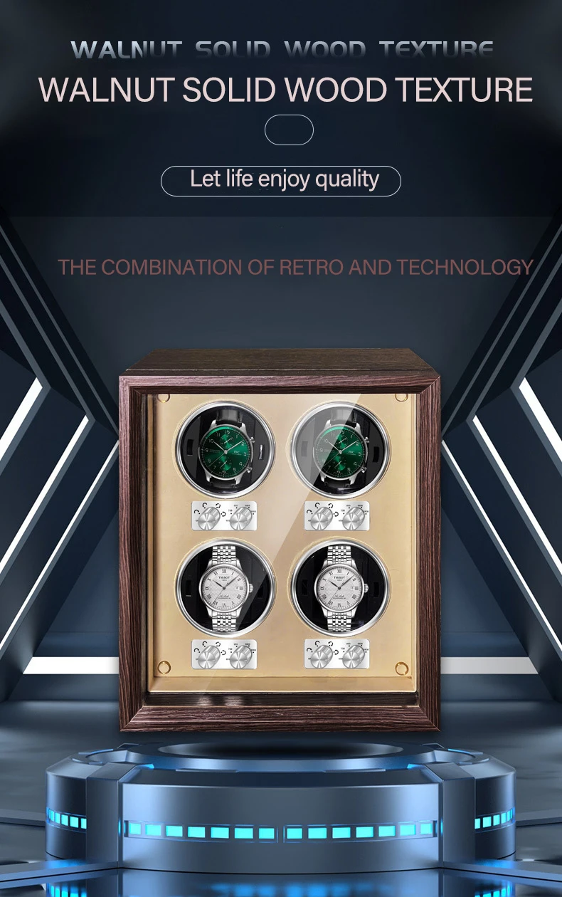 The Spot Goods Luxury Gift Brand Wood Watch Winder  4 Slot Automatic Watch Box Cabinet Clock Storage Box Watch Shark