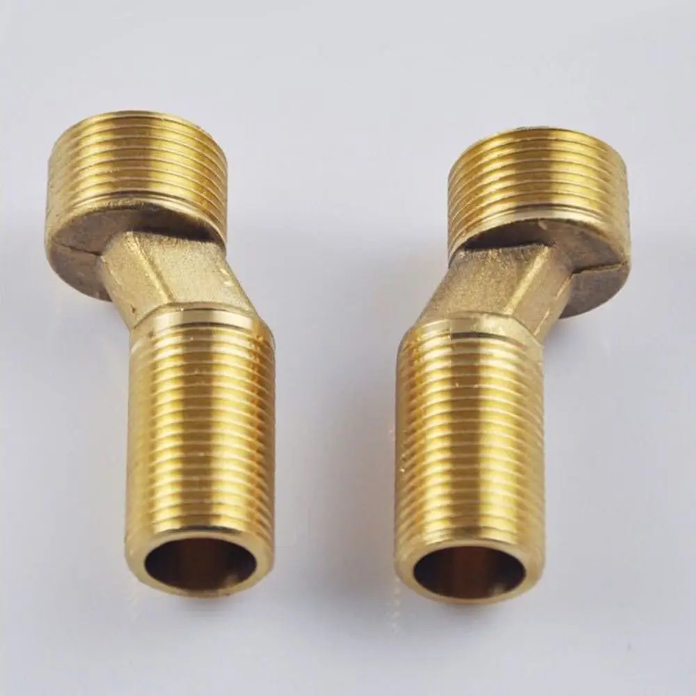 

A Pair Copper Angled Curved Foot Lengthened Thickened Shower Faucet Adapter Angle Adjustment Wall Mounted Eccentric Screw Corner