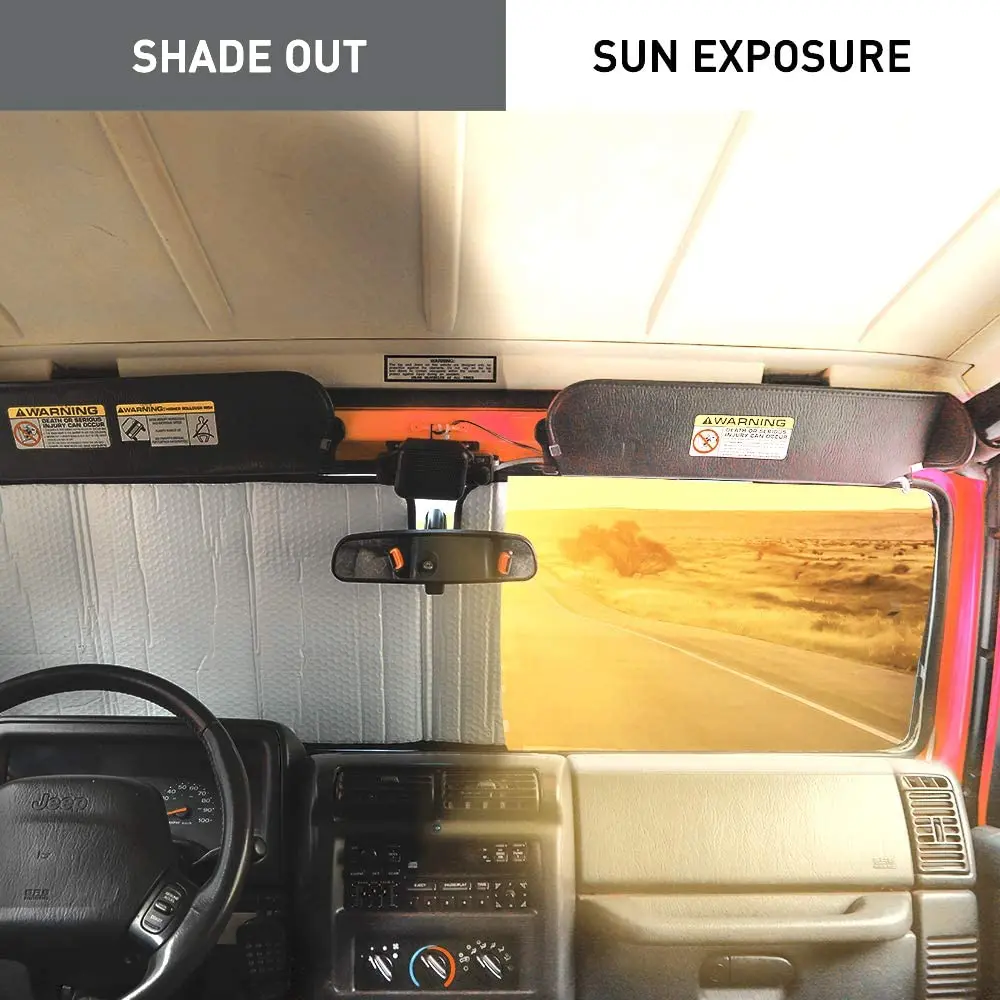 Windshield Sun Shade For Jeep Wrangler TJ JK JKU 1997-2018  Sunshades Heat Shield Aluminum Foil Triple Laminate Structure
