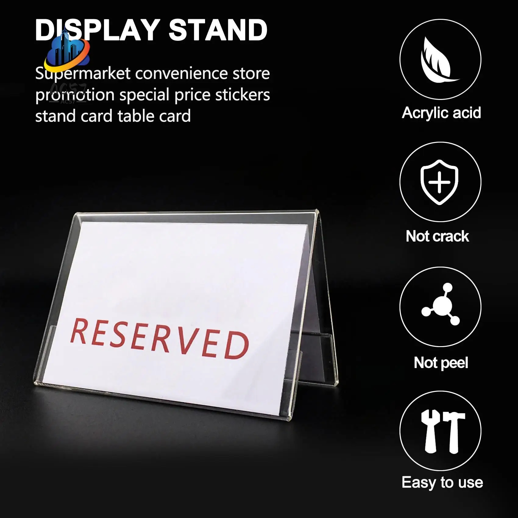 

AC57-30Pcs Sign Display Holder Price Name Card Tag Mini Sign Label Counter Top Stand Case 6Cm X 4Cm