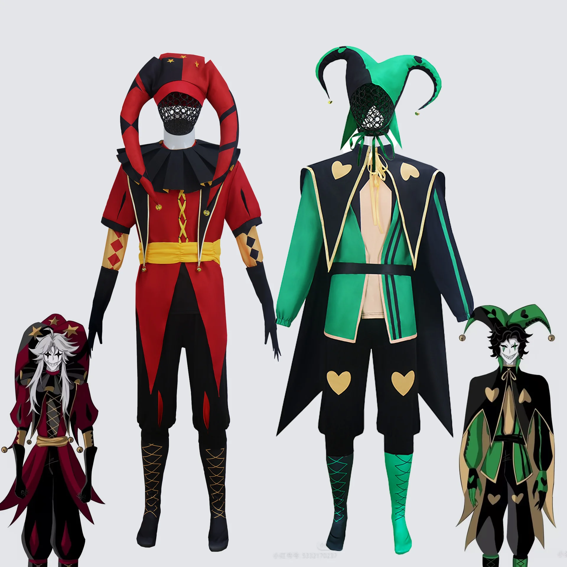 Costume de cosplay de harlequin Pierrot du cirque The Freak pour adulte, ensemble haut et pantalon de clown, uniforme de Joker, pour Halloween et Carnaval