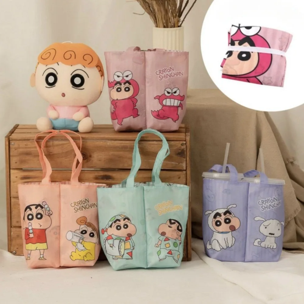 

Crayon Shin-chan Water Cup Bag Cute Cartoon Originality Printing Handbag Portable Vacuum Cup Tea with Milk Fold Tote New Gifts