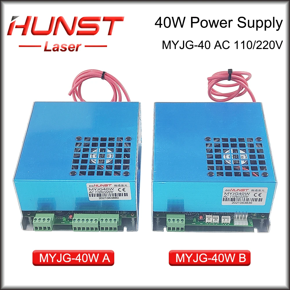 Hunst 40W CO2 Lazer Güç Kaynağı 110V/220V için 30W 40W 50W K40 Gravür Kesme Makinesi MYJG-40W Lazer Jeneratörü